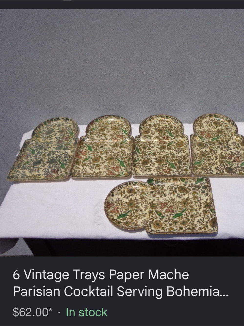 7 piece rare vintage Set of Decorative Floral Pattern Trinket Trays!!